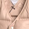 Beige Quilted Sleeveless Calf Leather Jacket