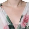 White Silk Floral Print A-line Midi Dress