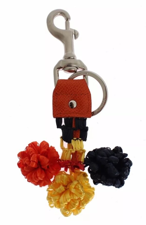 5929738.jpeg Red Yellow Raffia Leather Clasp Finder Keyring Keychain