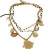 Gold Brass Crystal Floral Statement Charms Necklace