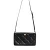 Black Leather Crystal Embellished Logo Shoulder Bag