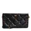 Black Leather Crystal Embellished Logo Shoulder Bag