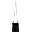 Black Faux Fur Silver Chain Crossbody Shoulder Purse Bag