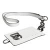 White Calf Leather Lanyard Logo Card Holder Wallet