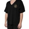 Black Cotton Logo Vneck Short Sleeve T-shirt