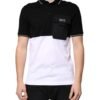 Black White Cotton Short Sleeves Polo T-shirt
