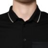Black White Cotton Short Sleeves Polo T-shirt
