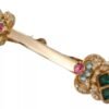 Gold Plated 925 Sterling Silver Crystal Collar Stop Brooch