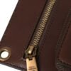 Brown Calf Leather Zip Logo Shoulder Neck Strap Wallet