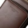 Brown Calf Leather Zip Logo Shoulder Neck Strap Wallet