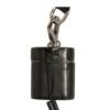 Black Leather Logo Silver Metal Strap Airpods Case