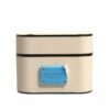 White Leather Metal Logo Plaque Holder Airpods Case