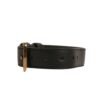 Black Textured Leather Gold Tone Metal Buckle Armband