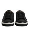 Black Leather Low Top Men Sneakers Shoes