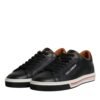 Black Leather Low Top Men Sneakers Shoes