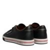 Black Leather Low Top Men Sneakers Shoes