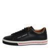 Black Leather Low Top Men Sneakers Shoes