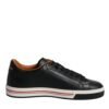 Black Leather Low Top Men Sneakers Shoes