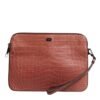 Bordeaux Croc Leather Logo Plaque Men Briefcase Bag