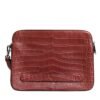 Bordeaux Croc Leather Logo Plaque Men Briefcase Bag