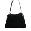 Black Cashmere Knitted Leather Shoulder Bag