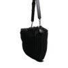 Black Cashmere Knitted Leather Shoulder Bag