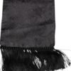 Black Floral Jacquard Skinny Fringes Scarf