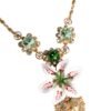 Gold Brass Lily Crystal Sacred Heart Pendant Necklace