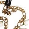 Gold Brass Short Chain Flower Crystal Pendant Necklace