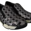 Silver Black Slip-on Sequence Design Sneakers Shoes