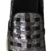 Silver Black Slip-on Sequence Design Sneakers Shoes