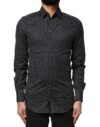 Black GOLD Patterned Cotton Men Dress Shirt