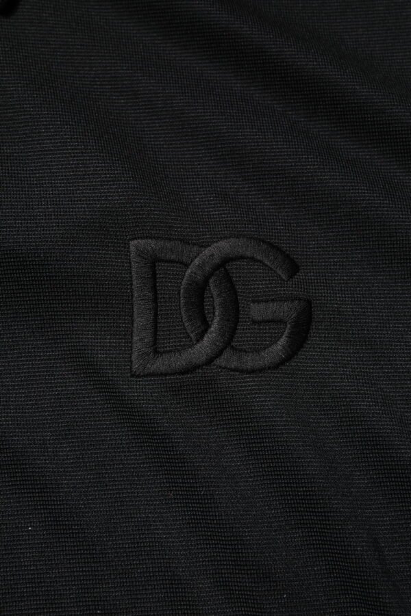Black Polyester DG Logo Collared Polo T-shirt