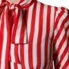 White Red Stripes Long Sleeves Midi Dress