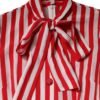 White Red Stripes Long Sleeves Midi Dress