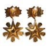 Gold Star-Shaped Sparkling Red Crystals Clip On Earrings