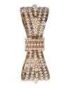 Gold Tone Brass Bow Crystal FauxPearl Embellished Brooch
