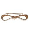 Gold Tone Brass Bow Crystal FauxPearl Embellished Brooch