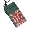 Green Calf Leather Logo Print Monogram Card Holder Wallet