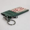 Green Calf Leather Logo Print Monogram Card Holder Wallet
