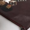 Brown Leather #DGFAMILY Embellished Men Clutch Pouch Bag