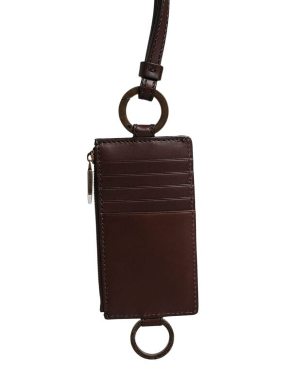 6783589.jpeg Brown Calf Leather Lanyard Logo Card Holder Wallet