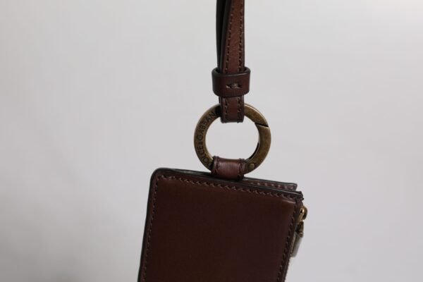 6783590.jpeg Brown Calf Leather Lanyard Logo Card Holder Wallet
