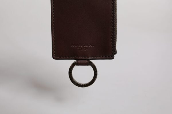 6783591.jpeg Brown Calf Leather Lanyard Logo Card Holder Wallet