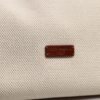 Beige Brown Cotton Leather Duffle Shoulder Bag
