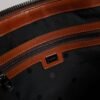 Beige Brown Cotton Leather Duffle Shoulder Bag