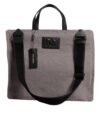 Grey Alpaca Wool Logo Plaque Tote Shoulder Bag