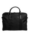 Black Leather Document Briefcase Top Handle Bag