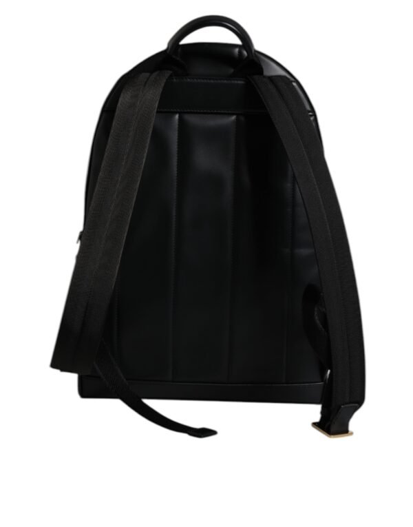 Black DG Leather Logo Print Travel Back Pack Bag