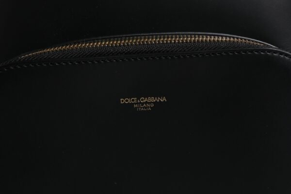 Black DG Leather Logo Print Travel Back Pack Bag